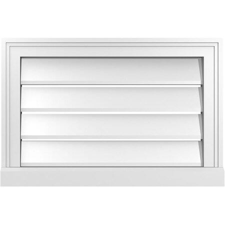 Ekena Millwork Vertical Surface Mount PVC Gable Vent: Functional, w/ 2"W x 2"P Brickmould Sill Frame, 24"W x 16"H GVPVE24X1603SF